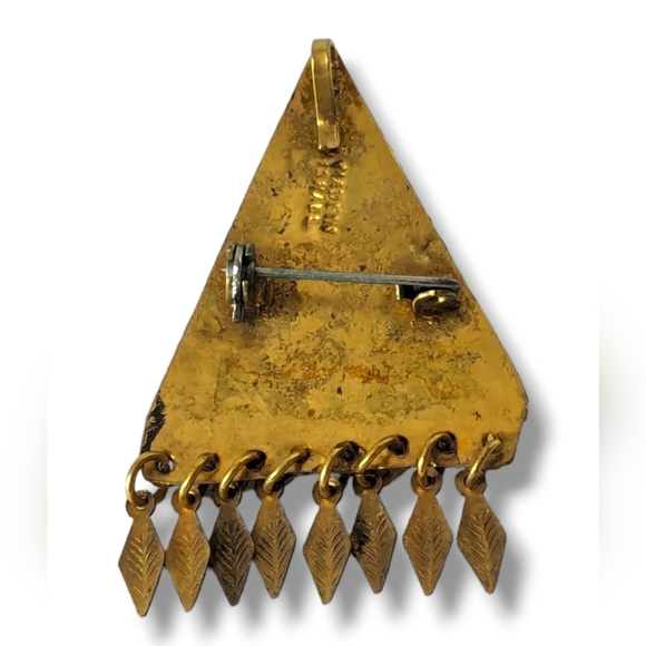 Vintage Vermeil Gold Wash Sterling Silver & Turquoise Eilat Stone Pin Brooch - Picture 2 of 5